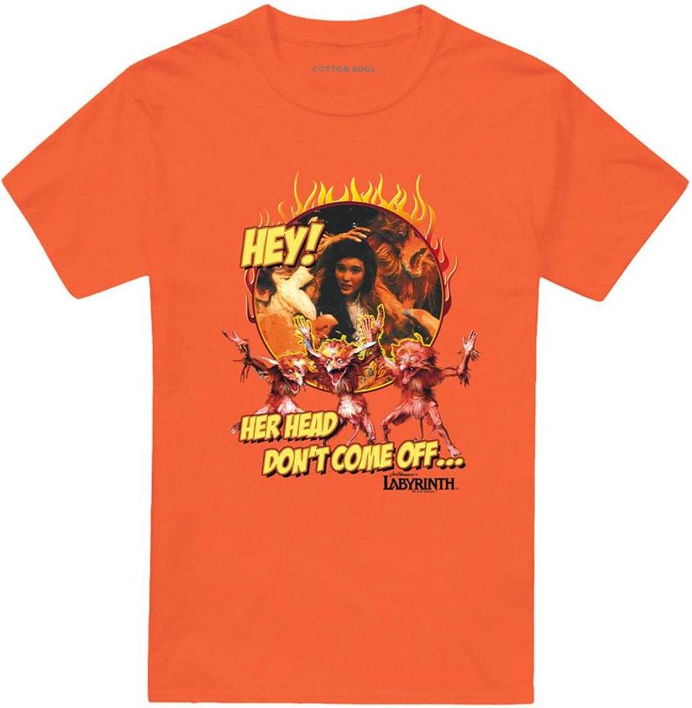 Labyrinth - "Hey Head Don ́t Come Off" T-Shirt für Herren/Damen Uni TV21542 (S) (Orange)