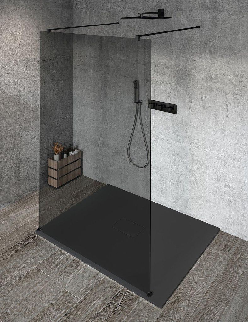 Gelco VARIO BLACK Dusch-Glasteil, freistehend, graues Glas, 900 mm