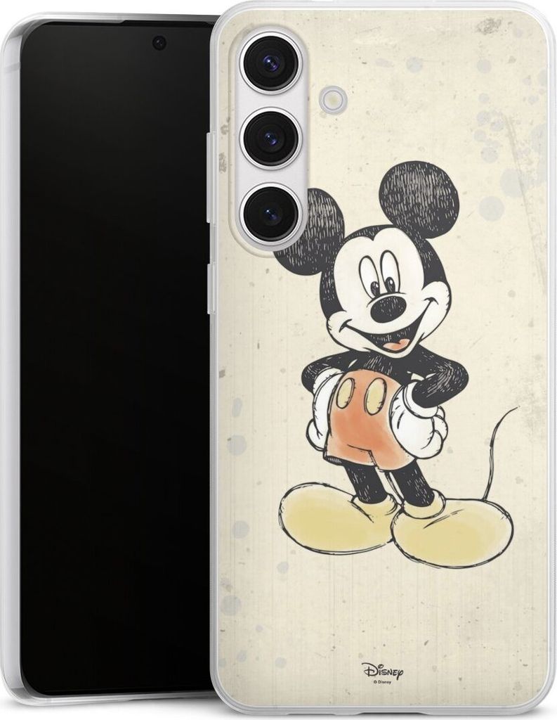 DeinDesign Slim Hülle für Samsung Galaxy S24+ Silikon Case Ultra Dünn Handyhülle Mickey & Minnie Mouse Offizielles Lizenzprodukt Wasserfarbe
