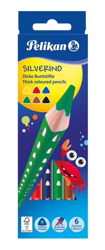 Pelikan Dreikant-Buntstifte SILVERINO dick 6er Kartonetui