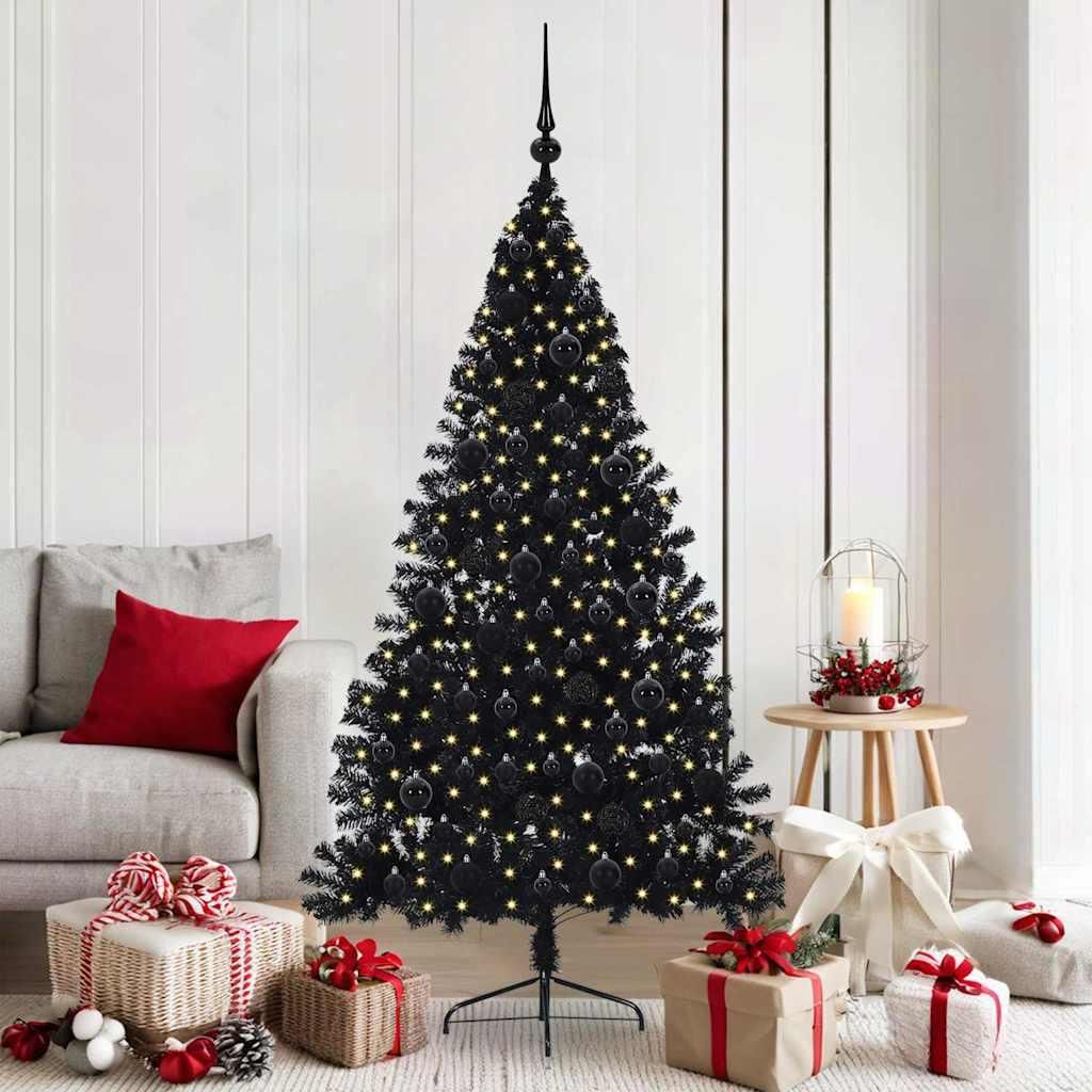 "Schlussverkauf" Künstlicher vorbeleuchteter Weihnachtsbaum(1 pc) - Kunstbaum/Tannenbaum - Schwarz 180 cm PVC C7852