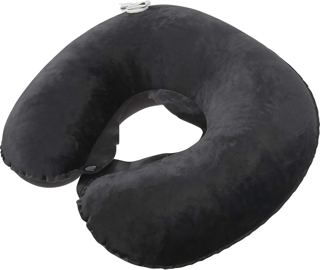 Oreiller de voyage noir gonflable Global Travel Accessories de 36 cm