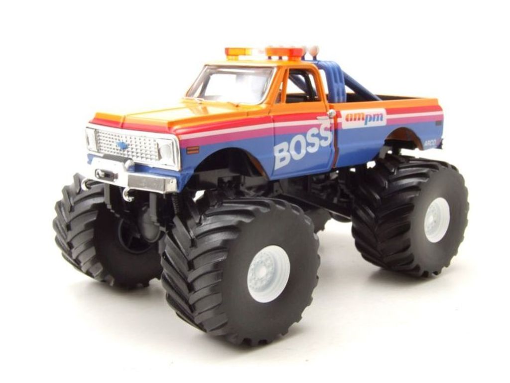 Greenlight Collectibles 88021 Chevrolet K-10 Monster Truck AM/PM Boss 1972 orange blau 1:43