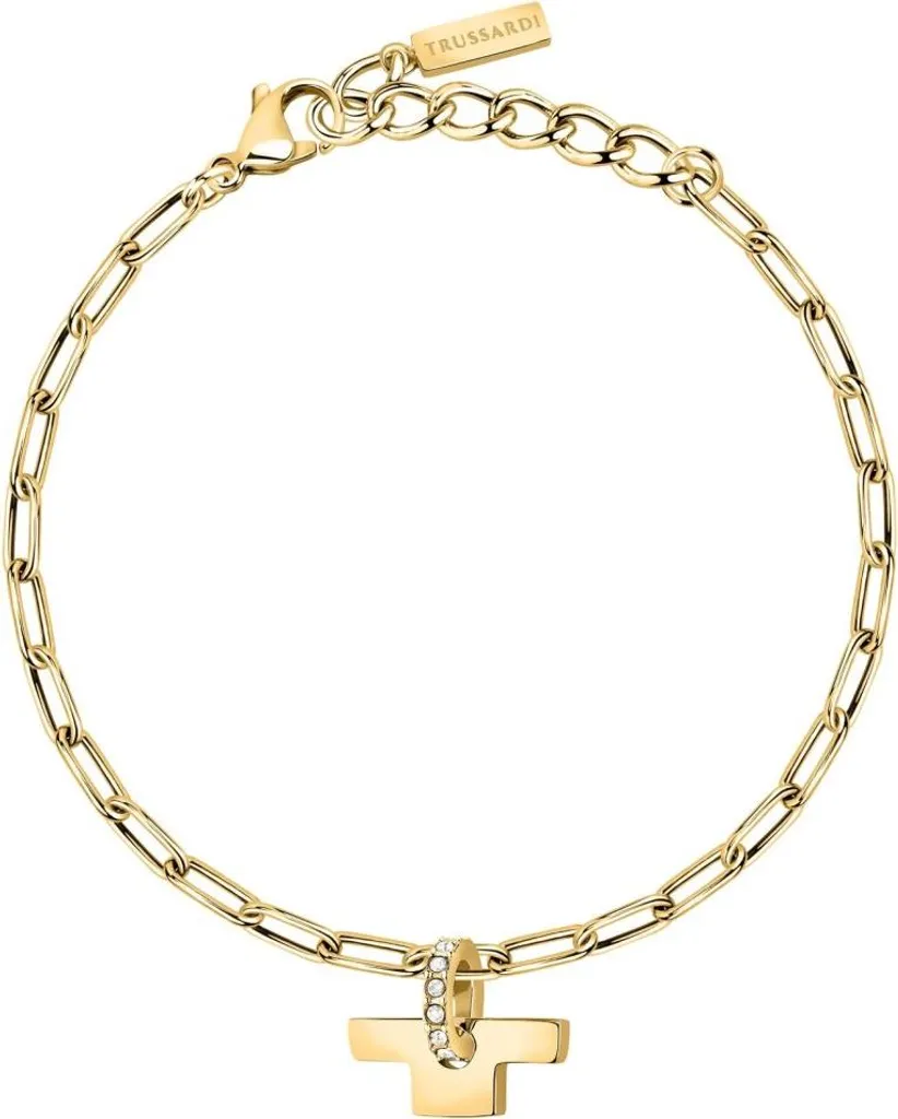 Bracelet jonc doré pour femme serti de cristaux de luxe T-Logo