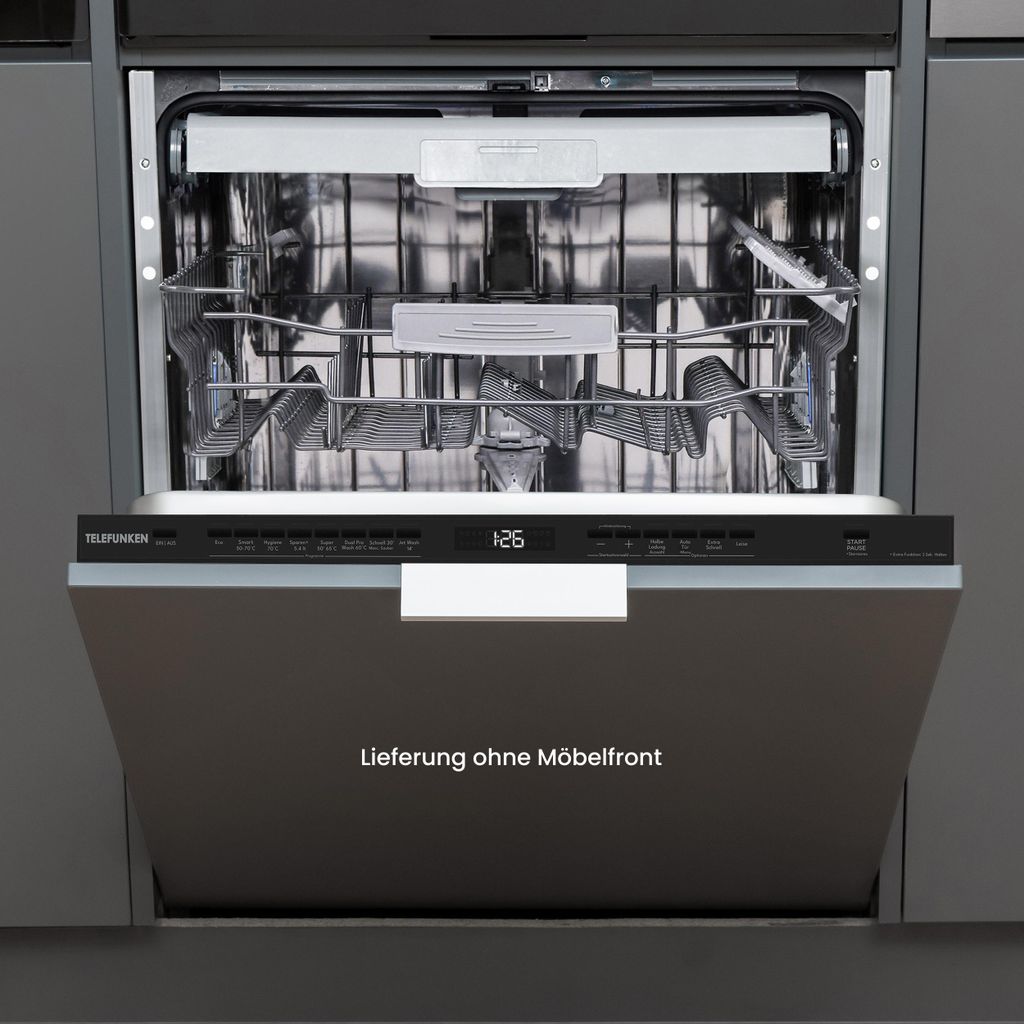 Telefunken Geschirrspüler 60 cm vollintegrierbar | Einbau Spülmaschine | 14 Gedecke | 9 Programme | AquaStop | GEV6014A
