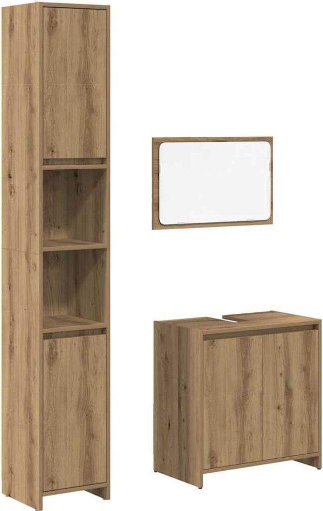 vidaXL 3-tlg. Badmöbel-Set Artisan-Eiche Holzwerkstoff