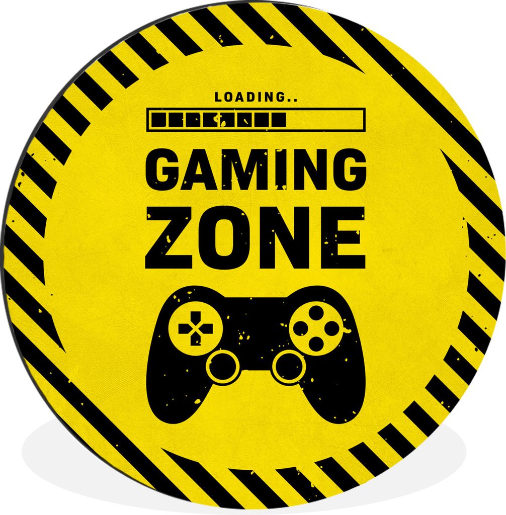 MuchoWow Aluminium Wandkreis Spiele - Zitate - Controller - Spielzone - Spiel Ø 60 cm Wanddeko Modern Wohnzimmer - Wand Kreis - Wandbild - Schla...
