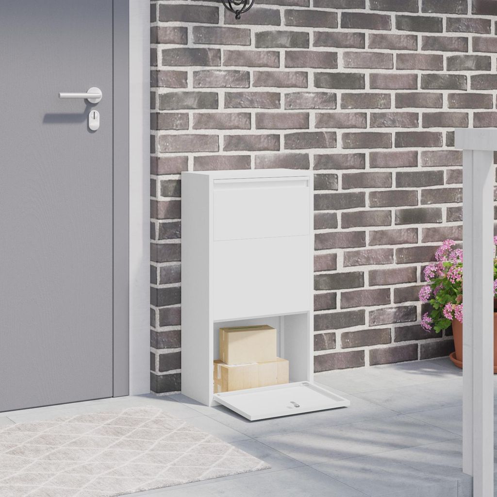 Möbel Paketbox Weiß 44x22x82 cm Stahl - Briefkästen CHY3885856