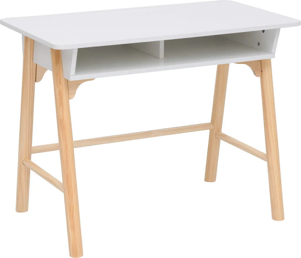 Rebecca Mobili Bureau Enfant Meryta 70x90x50 cm en Bois MDF Blanc et Pin