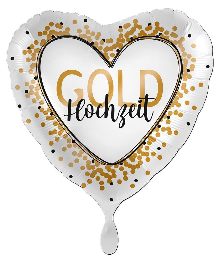 18"/Ø43cm Herz Folienballon  "Goldhochzeit" Produktbild 