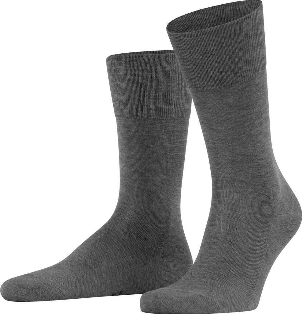 FALKE Herren Socken - Tiago, Strümpfe, Baumwolle, Logo, lang, einfarbig Dunkelgrau (Steel) 43-44