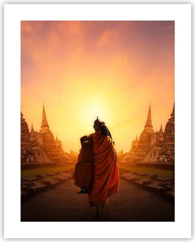 Poster - Poster ohne Rahmen - Tempel Mönch - 40x50 cm - Produktbild 
