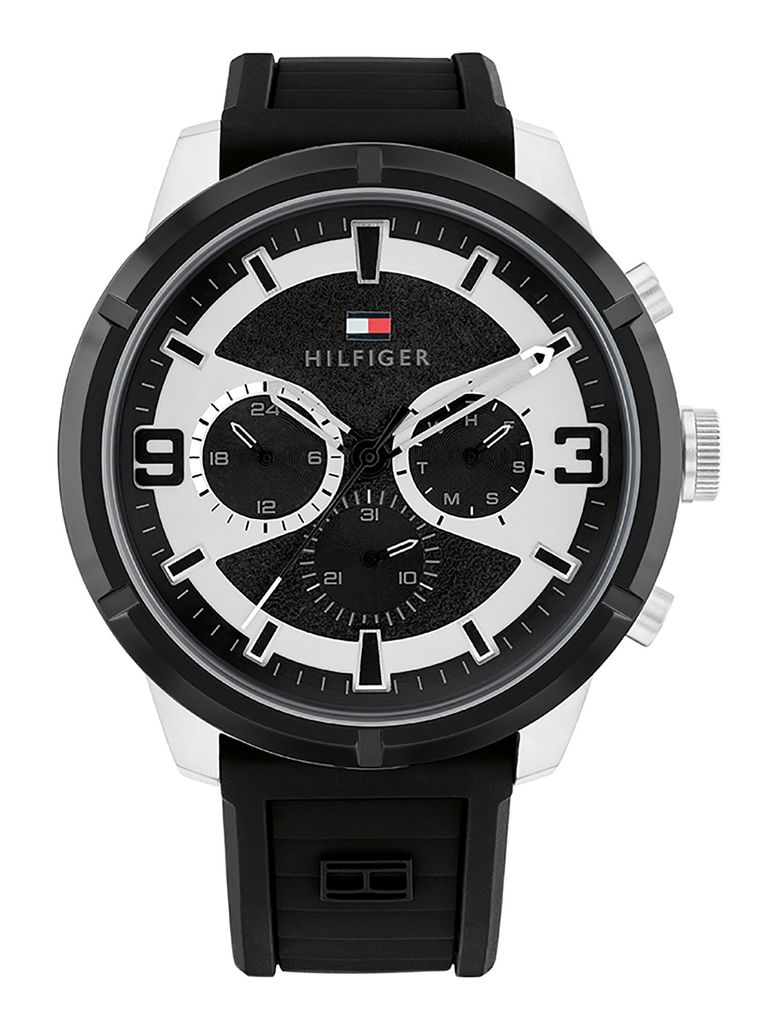 Tommy Hilfiger Herren Uhr mit mehreren Zifferblättern, Schwarz
