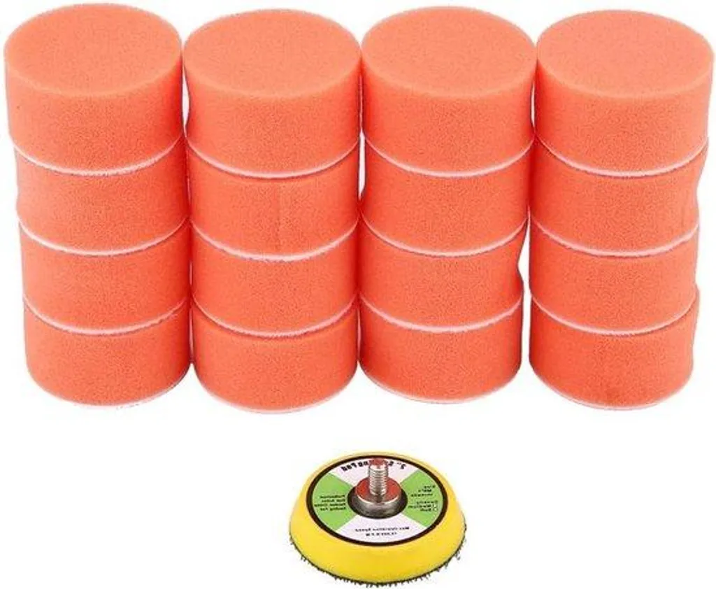 Tampon de ponçage en mousse caoutchouc 50 mm et raccord pour perceuse