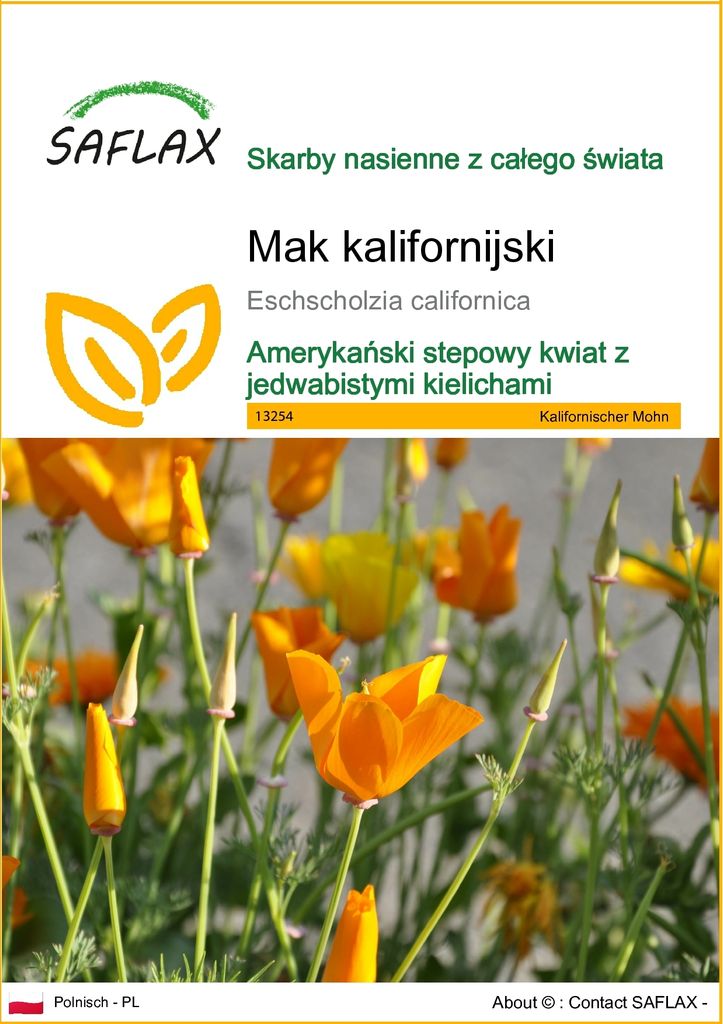 SAFLAX - Mak kalifornijski - 1500 Nasiona - Eschscholzia Zdjęcie produktu 