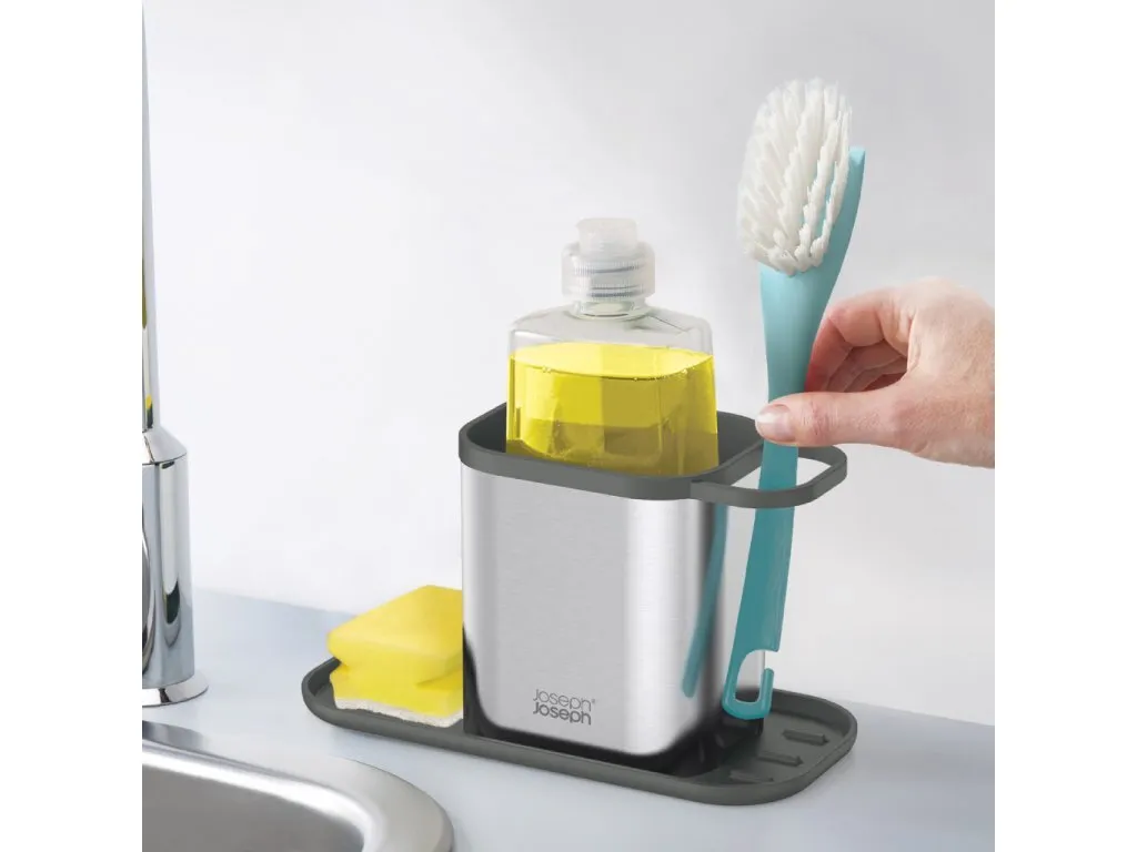 Distributore Di Sapone Con Portaspugna Joseph Joseph Duo - Grigio, Polipropilene, Design 2-in-1