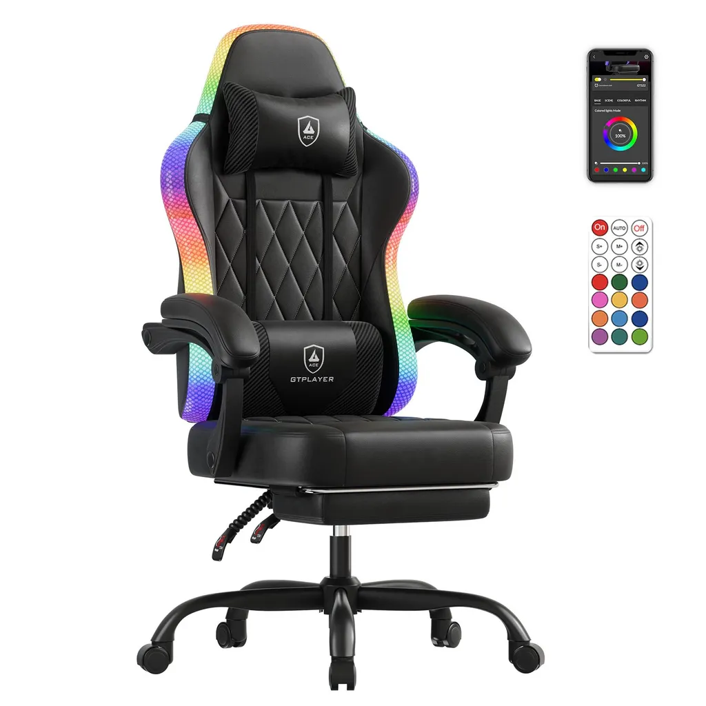 Sedia Ufficio Ergonomica GTPLAYER LED - Poltrona PC con Schienale Borsa