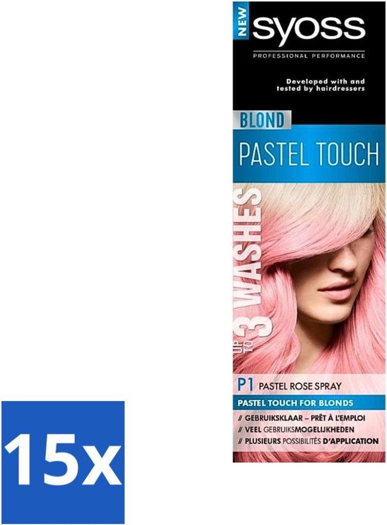 Syoss Color Blond Pastel Touch P1 Pastel Rose - Haarfärbespray - Pastel Rose - Vorteilspack - 15 Stücke