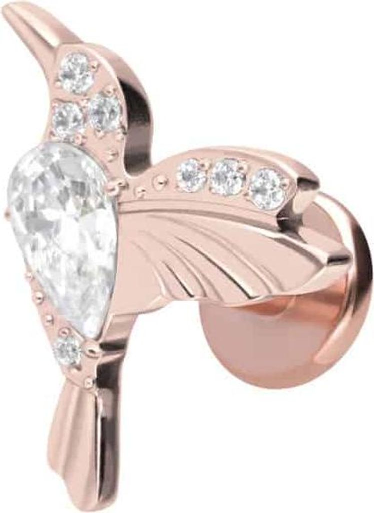 Ohrpiercing, Nasenpiercing Titan Labret mit Innengewinde KOLIBRI RoséGold Stablänge: 7mm | Stabstärke: 1,2mm