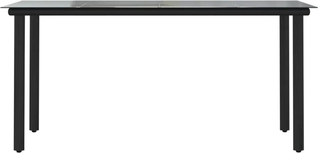 Tavolo da Pranzo Esterno vidaXL Nero 160x80 Acciaio e Vetro - 9