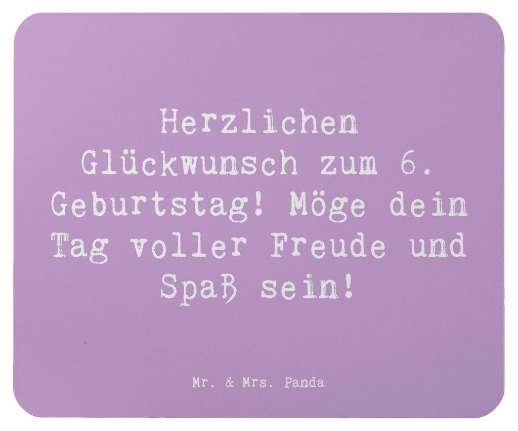 Mr. & Mrs. Panda Mousepad Spruch 6. Geburtstag Freude - Lavendeltraum - Geschenk, Glückwunsch, mauspad pc, Freunde, unvergesslich, Mouse Pad, Sech...