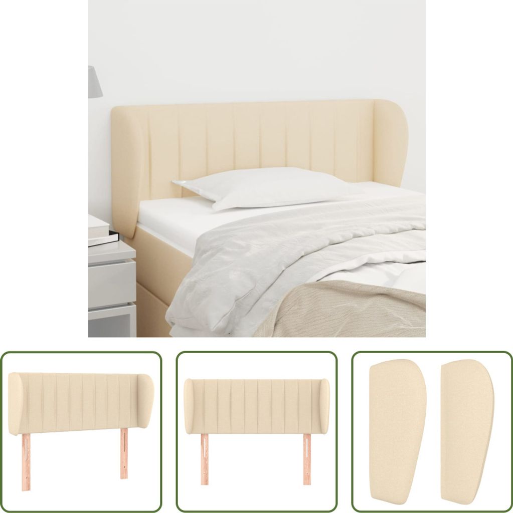 The Living Store Kopfteil mit Ohren Creme 83x23x78/88 cm Stoff