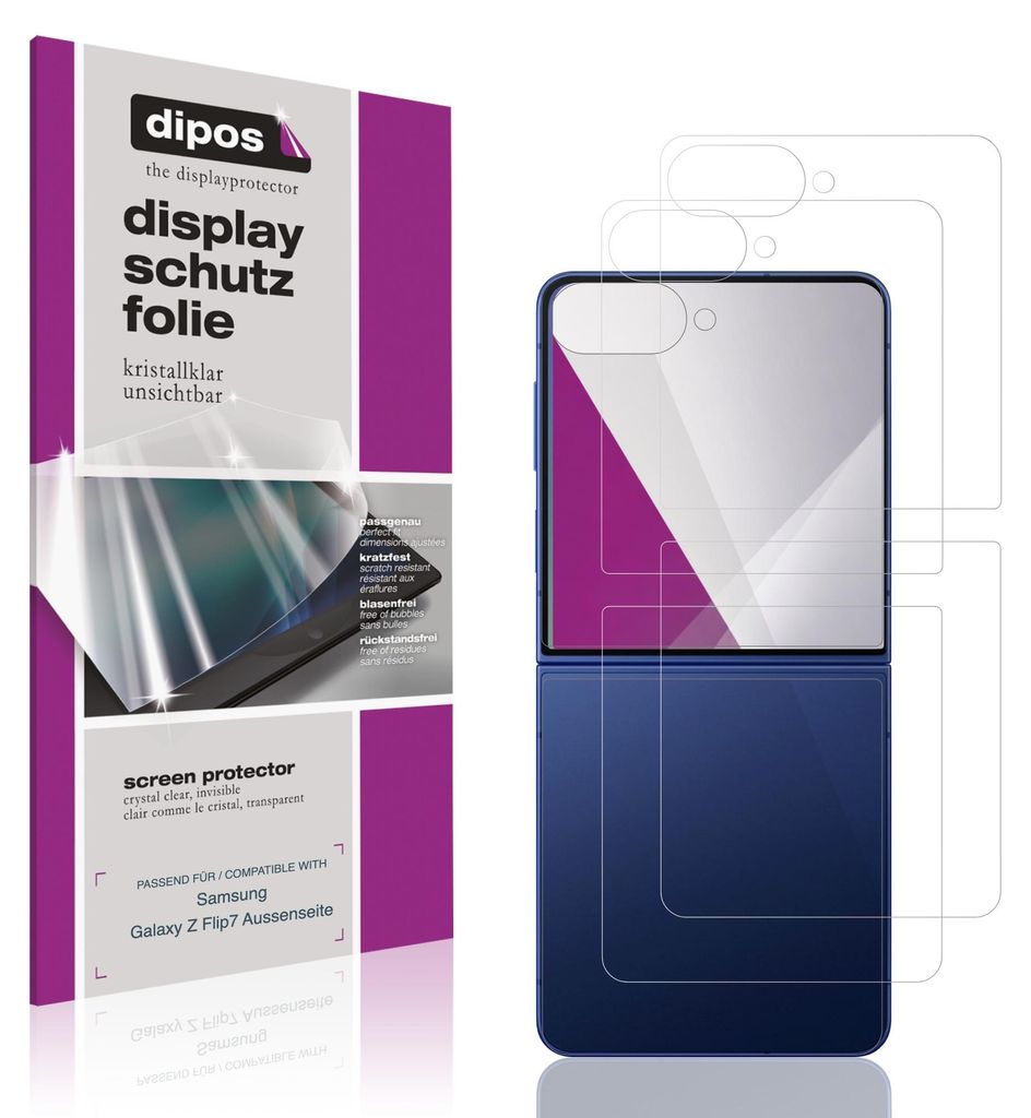 2x Schutzfolie für Samsung Galaxy Z Flip7 Aussenseite klar Produktbild 