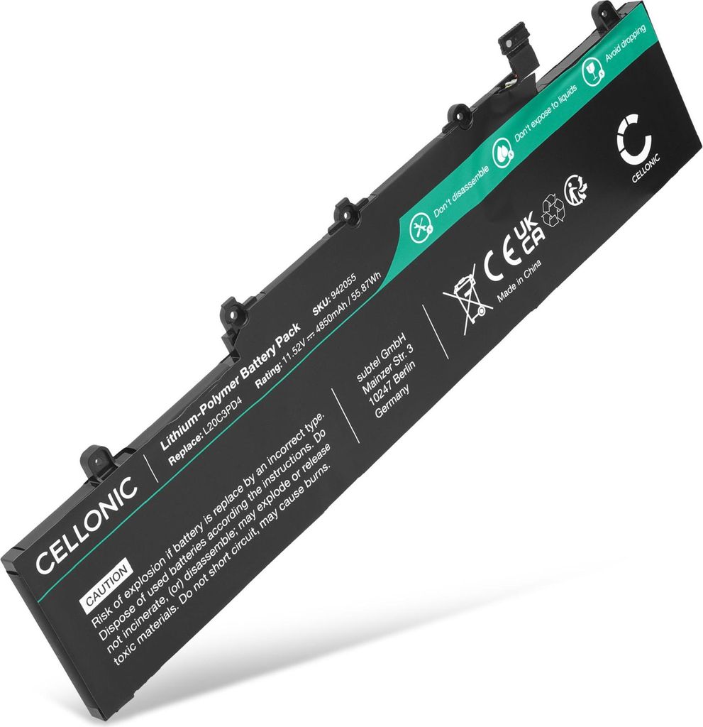 CELLONIC 1x Akku für Notebook Kompatibel mit Lenovo ThinkPad E14 Gen 4, ThinkPad E15 Gen 2, ThinkPad E14 Gen 2, L19M3PD5 - (4850mAh, 11.52V)