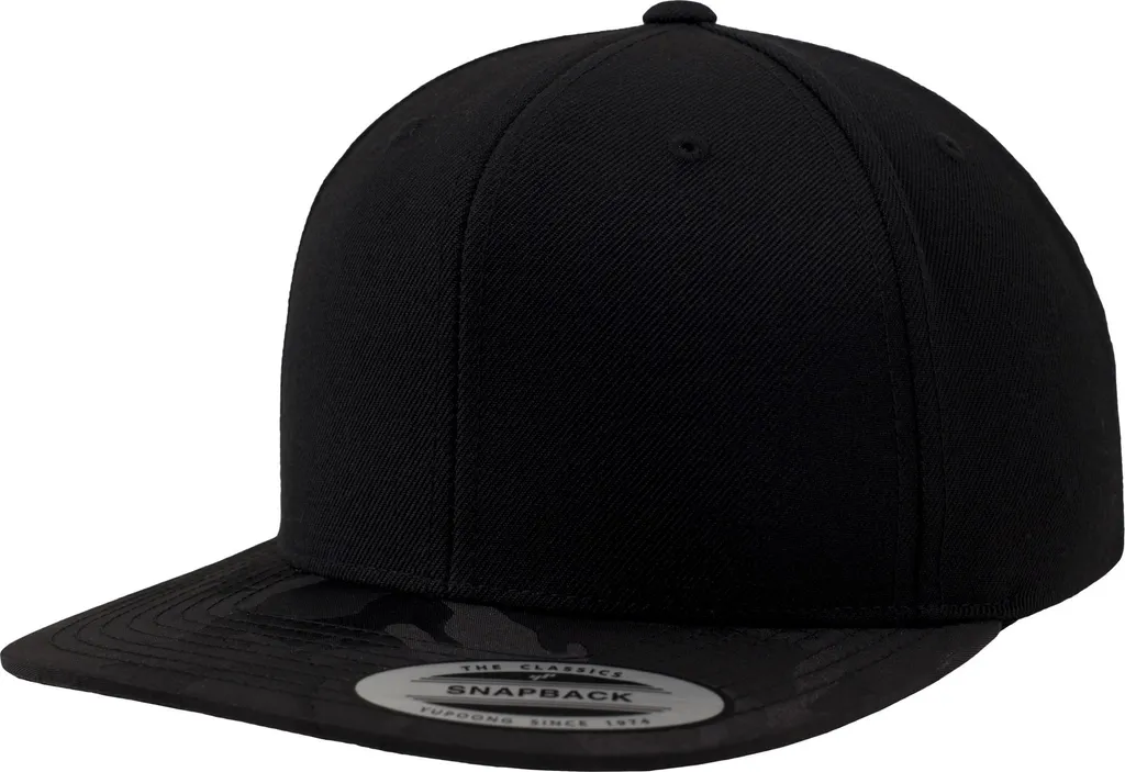 Casquette Snapback Camo Noir Pack de 2 avec Visière Rigide Flexfit