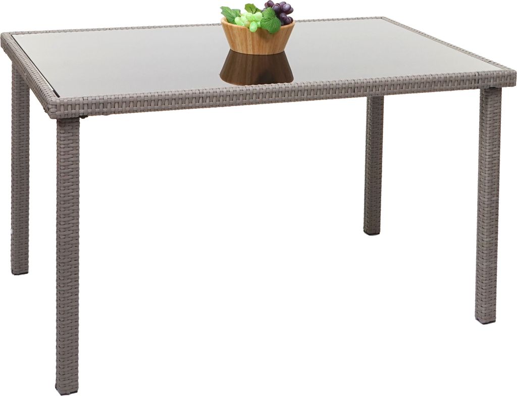 Poly-Rattan Tisch MCW-G19, Gartentisch Balkontisch, 120x75cm grau