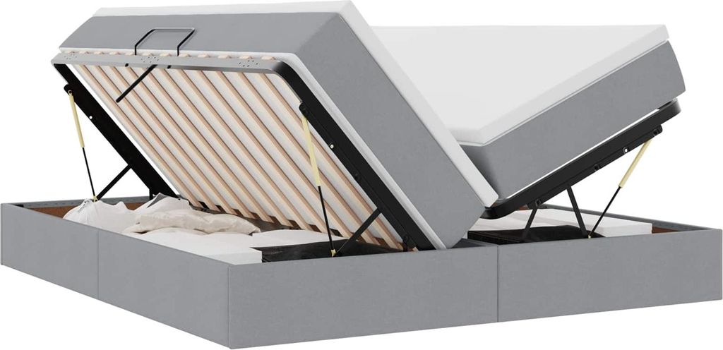 Aufbewahrungsbett mit Matratze Hellgrau 180 x 200 cm Polyester