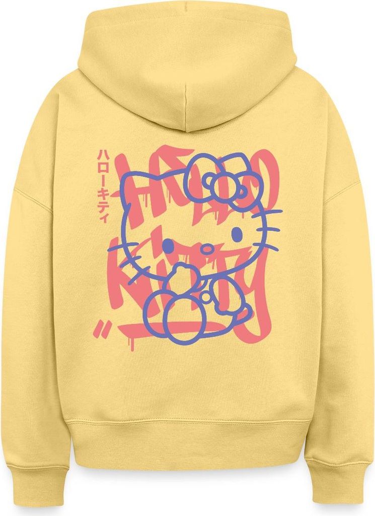Spreadshirt Hello Kitty Mit Schriftzug Graffiti Stil Frauen Boxy Organic Hoodie, L, Hellgelb