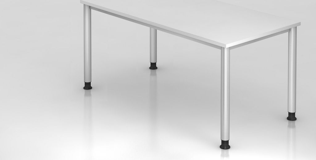 Sitz-Steh-Schreibtisch Olavi | Weiß | Breite 160cm | Höhe 68,5-81cm | stufenlos höhenverstellbar | Rechteckform