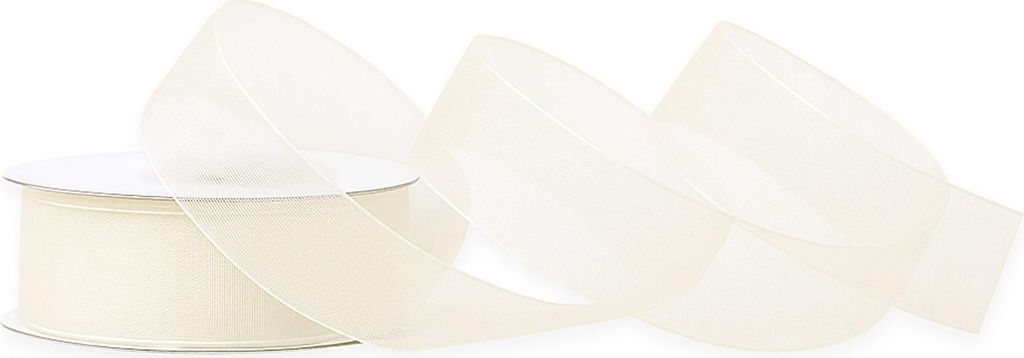 Organzaband 25mm x 25m Rolle Ivory / Elfenbein Produktbild 