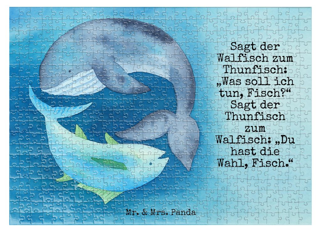 Mr. & Mrs. Panda Puzzle Walfisch Thunfisch Design 551 Teile - Weiß - Geschenk, 1000, Tunfisch, Witz, Lustige Sprüche, Wal, 2000, Spruch Des Tages...