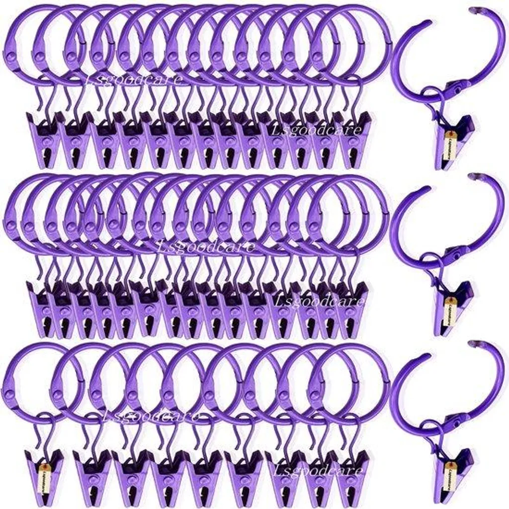 Pinces à rideaux métalliques violettes 25mm robustes pour voilages