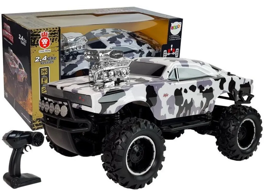 4x4 Tout-Terrain Télécommandé 2,4GHz Camouflage Blanc et Noir RC