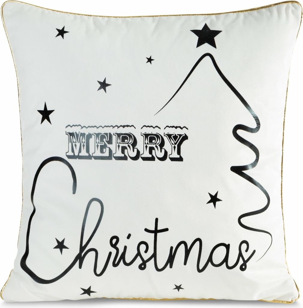 Eurofirany Kissenbezug Kissenhülle 45cm schwarz weiß Weihnachten