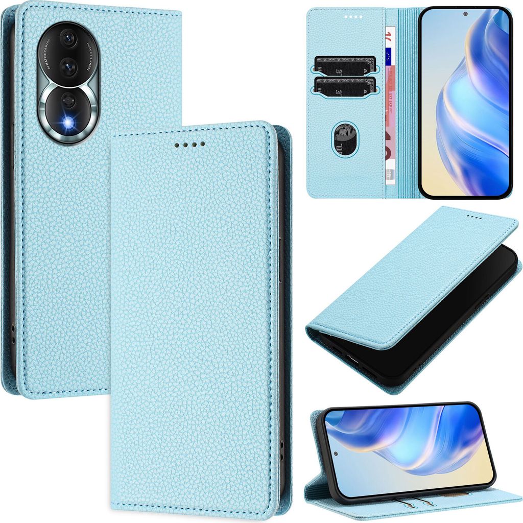Litchi Leder Handyhülle für Honor 80 Wallet Kartenfächer Produktbild 