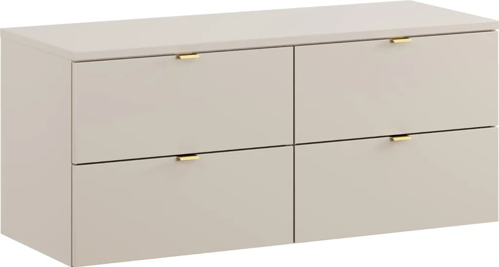 Armoire de Salle de Bain 120 cm Cachemire Mat avec Plateau et 4 Tiroirs