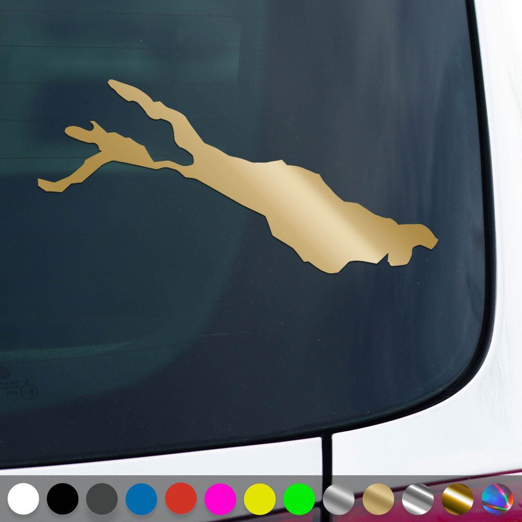 PantherPixel Bodensee Aufkleber Umriss Campen Mainau Lindau Sticker Auto Geschenkidee Farbe Gold