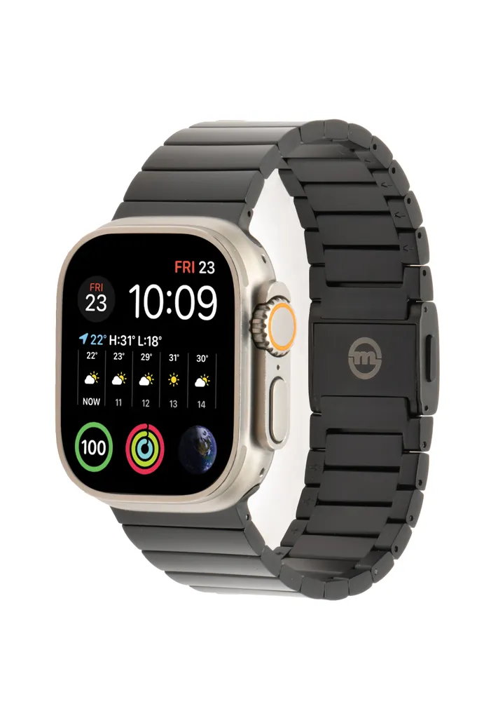 Bracelet de Montre en Titane Noir Compatible Apple Watch Ultra