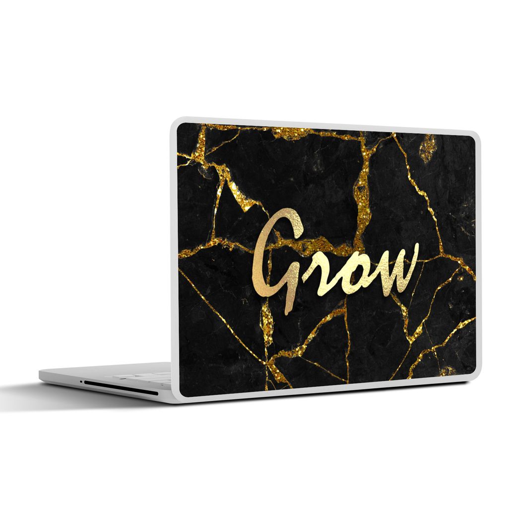 MuchoWow Laptop Aufkleber Sticker Cover Zitat - Wachstum - Gold - Schwarz 30x22 cm - Laptop-Sticker
