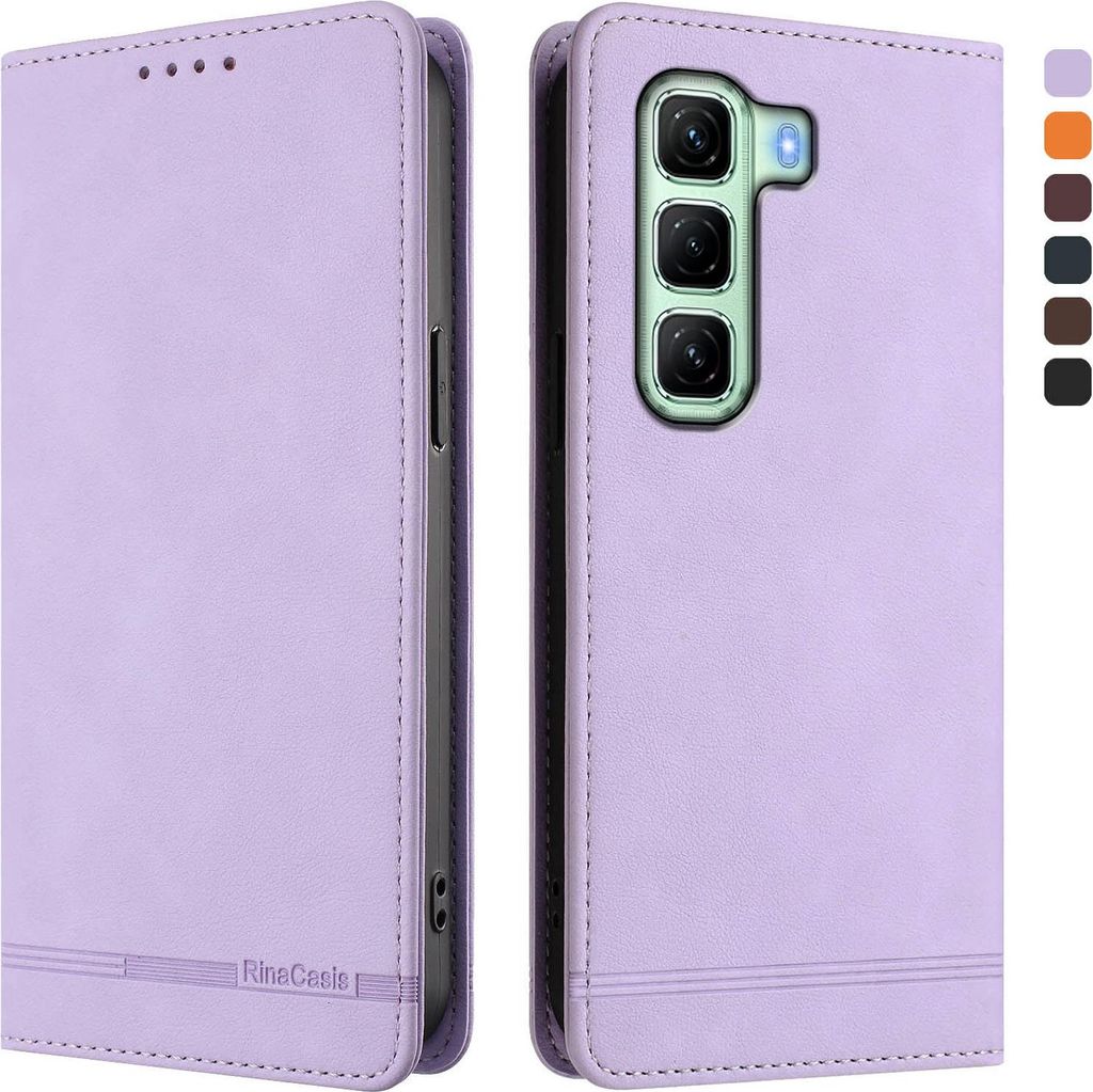 Hülle für Infinix Hot 50 4G, Retro Kunstleder Ständer Klapphülle mit Kartenfächer und Magnetische Violett