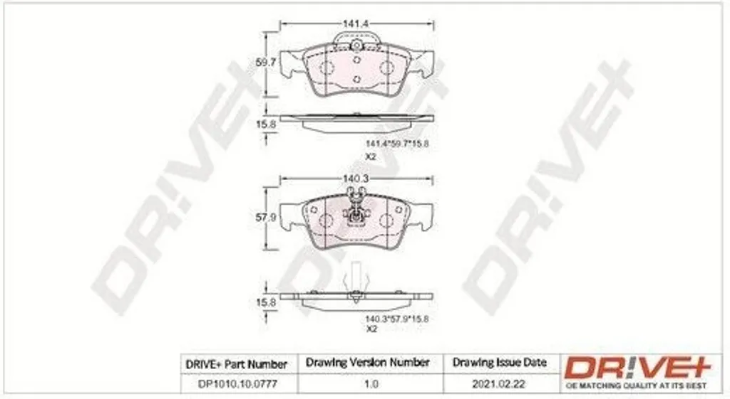 Dr!ve+ DP1010.10.0777 Plaquettes de Frein Arrière OE 423 02 30 Mercedes