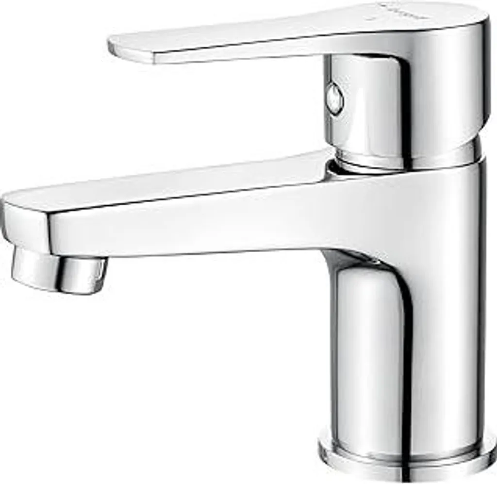 Rubinetto Ibergrif per bagno, rubinetto lavabo miscelatore monocomando rubinetto lavabo con bocca di erogazione altezza 64 mm, acqua fredda e calda, tubi flessibili da 40 cm, risparmio idrico, cromato, M11357