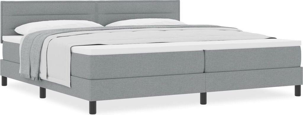 Möbel Boxspringbett mit Matratze Hellgrau 200x200 cm Stoff - Klassische Betten 3338636