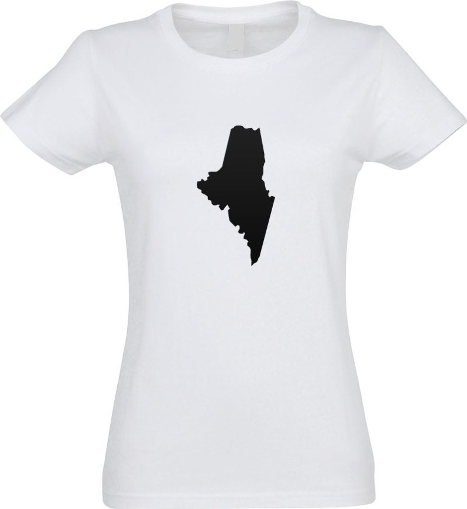 Kiwistar - T-Shirt tailliert - Damen - Weiss - USA - Maine Augusta - mit Motiv Bedruckt - Funshirt Design - Sport - Freizeit - Damen - XXL