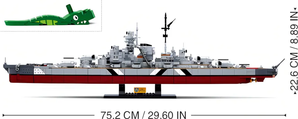 Jeu de Construction Cuirassé Bismarck 2in1 pour Passionné d'Histoire Mer