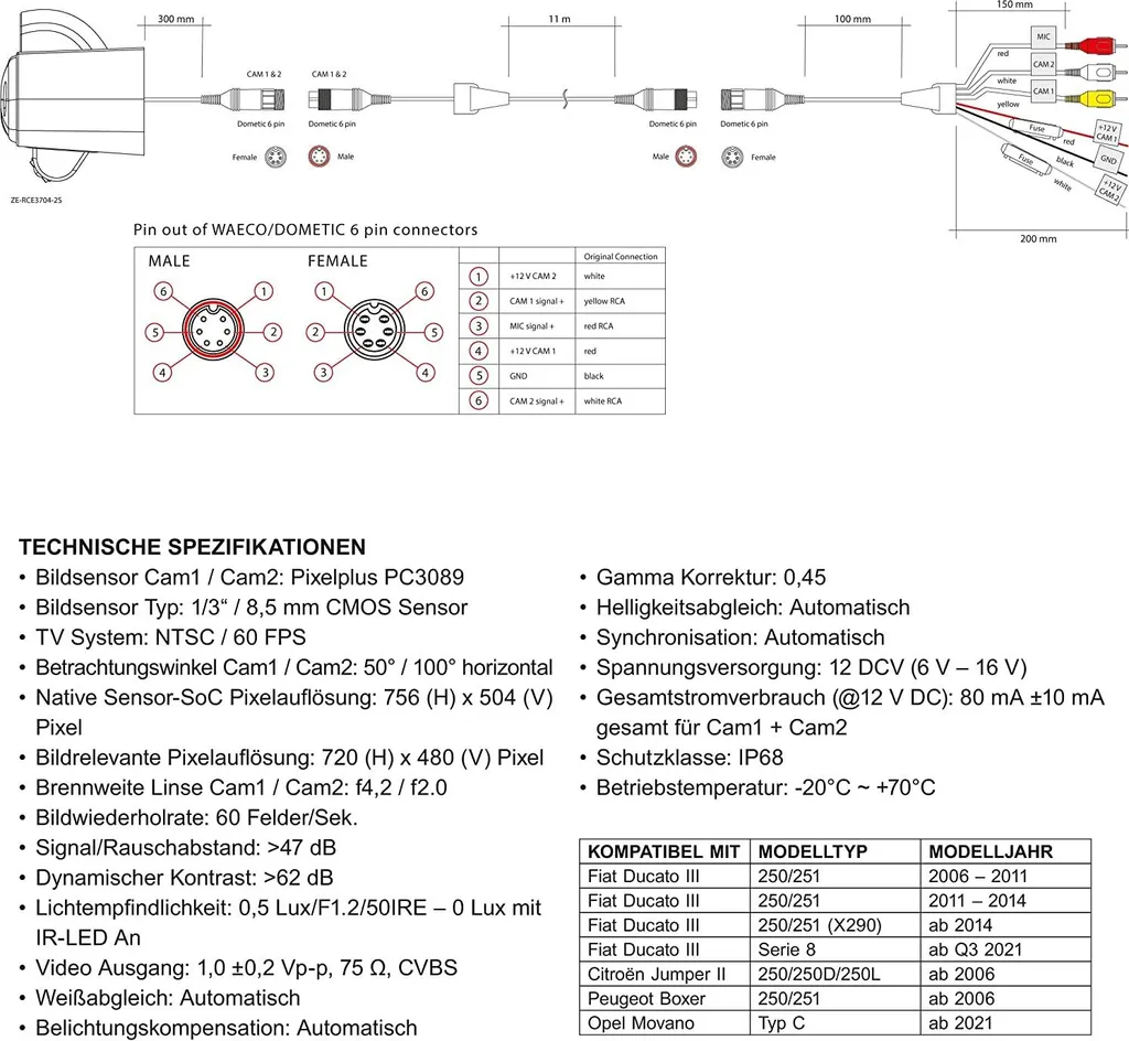Système de rétrovision Zenec ZE-RCE3704-2S avec caméra double objectif - 3